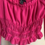 Forever 21  hot pink Barbiecore size small long sleeve ruffle crop top Photo 1