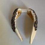 Hand Beaded Mexican Headband – Beige Padded Turban Style Embroidered Boho Gold Photo 11