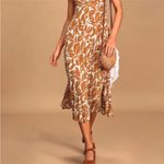 Lush Clothing NEW Lush XL Admiring You Brown White Floral Pleated Midi Dress NWT Photo 9