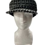 Time & TRU Women's Plaid Black White Sparkle Cabbie Hat Newsboy Cap Elastic Fit Photo 2