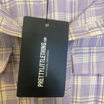 Pretty Little Thing Plaid Long Sleeve Button Down Lilac Shirt Dress NWT Sz 16 Photo 4