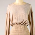 Silver moon sparkle metallic dress holiday boho Classic long sleeve ruched Size undefined Photo 1