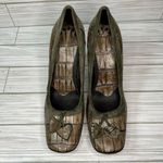 Nine West Vtg Womens 7.5 M Sherri Classic Block Heels Shoes Green Leather Croc Photo 7