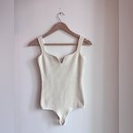 KHAITE  Yves Ribbed Bodysuit Ivory Size L Photo 1