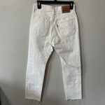 Levi's 501 Jeans White Distressed Button Fly Women's Size 26x30 Straight Raw Hem Photo 3