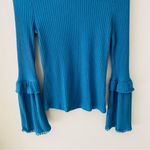 Altar'd State Ribbed Bell Sleeve Top Blue Sz XS Photo 2