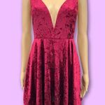 Lulus MEDIUM Red This Night Crushed Velvet Plunge Backless Fit Flare Mini Dress Photo 1