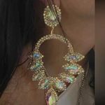 New! Rain Drop Rhinestone Luxury Exaggerated Gem Earrings for Women Silver Photo 3