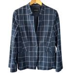 Banana Republic Navy Windowpane Open-Front Blazer Size 6 Photo 1
