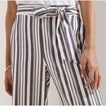 Loft Size MP Petite Pants Ankle Crop Wide Leg Shimmer Stripe Tie Waist High Rise Photo 1