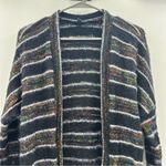 Modcloth  Black Multicolor Metallic Chenille Fuzzy Long Sleeve Open Cardigan Sz M Photo 3