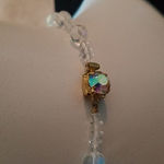 Vintage Long Beaded Aurora Borealis Crystal Necklace White Photo 2