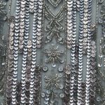 Mac Duggal  5980 Blue High Neck Short Sleeve Crystal Fringe Column Dress Photo 8