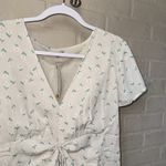 Earthbound dress large new Beige Green Floral Pattern cinched lined garden girl Photo 2