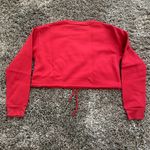 SheIn Cropped Drawstring Waist Sweatshirt in Red, Size S Photo 2