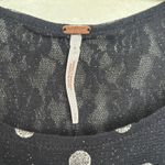 Free People  Sheer Lace Metallic Drop Waist Black White Polka Dot Mini Dress Photo 4