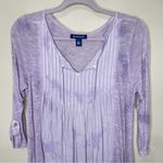 Bandolino Lavender Mixed Media Oversized Top with Roll-Tab Sleeves, Small Photo 1