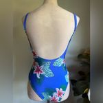 Hot Kiss  Blue Floral One Piece Swimsuit‎ cutouts tropical flowers medium Photo 2
