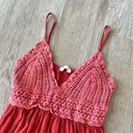Womens Blush Orange Crochet Top Dress Photo 1
