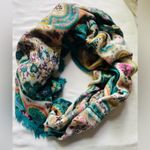 Colorful Paisley Green Fringe Boho Scarf Photo 1