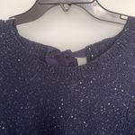 Beautiful Sequined Navy Blue Shimmery Long sleeve Sweater Ribbon Tie Size XL Photo 1