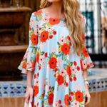 Like NEW!! Anthro Rifle Paper Co. Fluttered Blooms Dress Red Photo 4