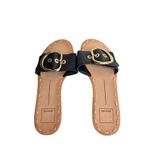 Dolce Vita Danna Slide Sandal Size 7 Black Rich Leather Open Toe Buckle Detail Photo 4