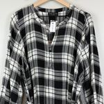 Lane Bryant Crinkle Popover Short Dress 16 Women Black White Plaid Classic NWT Photo 2