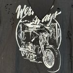 Torrid  Motorcycle Destructed Black Graphic Shirt Edgy Biker Size 0/Large EUC Photo 5