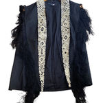 French Connection  Embroidered Tassel Vest Size 10 Black‎ and Cream Photo 0