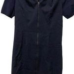 Elie Tahari  Sheath Dress 4 Navy Blue Zip Front Short Sleeve Above Knee Modern Photo 0