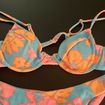 Aurelle Floral Bikini women’s size large Blue Photo 3