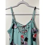 Light Blue mini Dress with Floral Accents and Cross Back Details Size Medium Photo 2