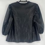 Marc New York Faux leather Top Sz 1X Whimsigoth Ruffle Black Edgy Puff Sleeve Photo 4