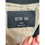 Active USA  Quilted Bomber Jacket Beige Black Zip Up Small Lightweight Photo 2