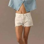 AGOLDE  Jean Shorts Womens 29 White Denim Parker Long Button Fly Distressed Photo 0