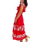 Strut & Bolt  embroidered midi dress linen sleeveless sun dress floral ruffle SM Photo 12