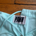 ☀️3/$25 PANN PANN mint green knit boot cut flare leg cutout tie waist pants s Photo 2