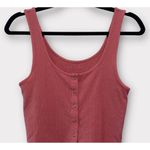 American Eagle  pink Mauve button front crop tank top Shirt Ribbed Ruffled Hem S Photo 1