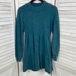 Wild Fable Tiered Mock Neck Sweatshirt Babydoll Dress Teal Small Photo 8