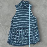 Free People  Folksong Fringe Knit Vest Tunic Sweater Charcoal/Ivory Size Small Photo 10