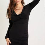 Lulus  Serious Stunner Black Ruched Long Sleeve Bodycon Dress Size S NWT Photo 0