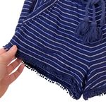 Rewind Boho Beach Linen Blend Shorts w/ Pockets Small Blue Photo 1