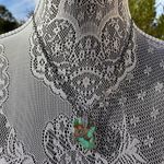 HANDMADE Raw Turquoise Crystal and Silver Pendant Chain Necklace Blue Photo 3