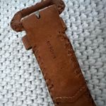 Artisan Vintage Tan Tooled Leather Guatemala Woven Multi Silver Ring Belt OS Photo 4