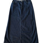 Liz Claiborne VTG  Denim Maxi Skirt Western Equestrian Boho Dark Wash Blue Sz 14 Photo 0