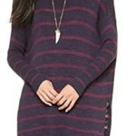 Free People  Shipping News Tunic‎ Sweater Navy Blue Stripe Size Small Photo 0