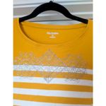 kim rogers Kim Rogers Yellow White Stripe Long Sleeve Cotton Shirt XL Glitter Print Casual Photo 2
