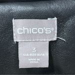 Chico's Blazer Jacket Women Size 18 Black Professional Faux Leather Edgy Evening Photo 2