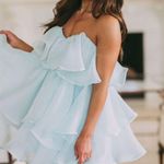 These Three Boutique Organza Tiered Ruffle Dress - Sky Blue ERAS TOUR OUTFIT Photo 1